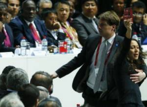 Pro-Palestinian protesters interrupt FIFA President's speech