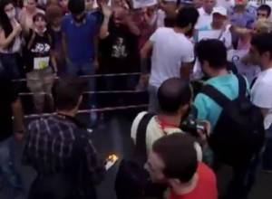 Photos handed out to protesters