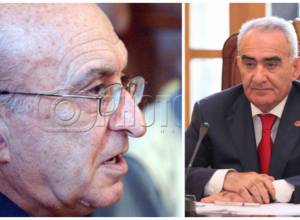 Galust Sahakyan congratulates Henrik Hovhannisyan on 80th birthday
