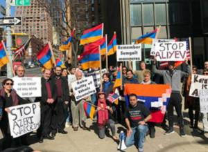 Armenian-Americans protest at the UN headquarters