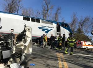 Train carrying congressmen hits truck; there are casualties