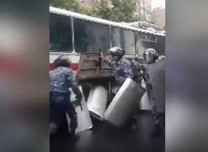 Police detachments open roads closed by demonstrators.