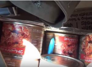 Police detects cans of canned meat labeled "Not For Sale: Soldier’s Share"