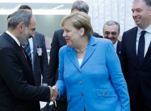 German Chancellor Angela Merkel arrives in Georgia