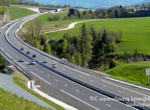 Two-way road leading to Geghard monastery open