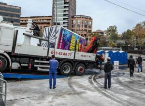 Billboards near downtown Yerevan being dismantled