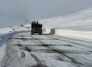 Black ice on roads of Aparan and Gavar regions