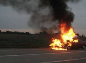 The car and driver were burnt