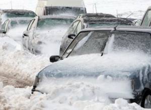 Snowstorm caused traffic jam