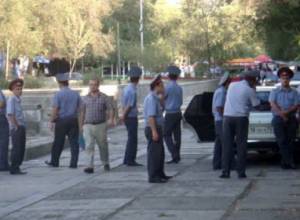 Police officers deployed in downtown Yerevan