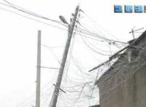 Electric poles on the verge of collapse