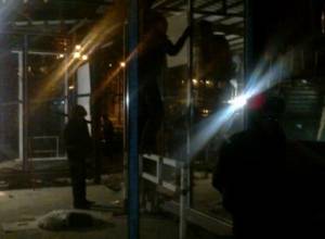 Construction at Mashtots Avenue at night