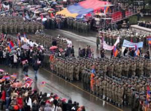 Artsakh Prez attends demonstration in Stepanakert