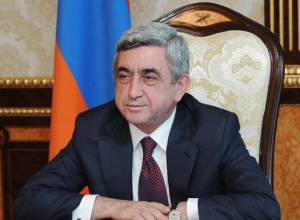 Serzh Sargsyan giving press conference