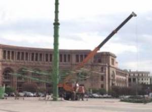 Երևանում տեղադրվում է գլխավոր տոնածառը