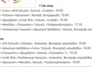 Այսօր կմեկնարկի ֆուտբոլի Հայաստանի բարձրագույն խմբի 11-րդ տուրը