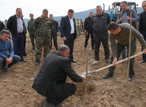 Араик Арутюнян участвовал в посадке деревьев нового сада в Нахиджеванике