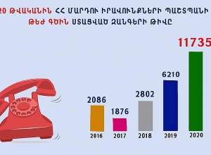 11.735 զանգ՝ 2020 թվականին. կրկնակի աճել են ՄԻՊ աշխատակազմի թեժ գծին ստացվող հեռախոսազանգերը