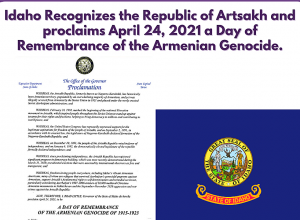ԱՄՆ Այդահո նահանգը ճանաչել է Արցախի Հանրապետությունը և ապրիլի 24-ը հռչակել Հայոց ցեղասպանության հիշատակի օր 