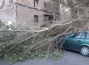 Ուժեղ քամին Երևանում վնասել է տանիքների թիթեղներ և ավտոմեքենաներ