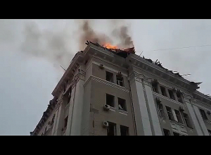 Здание районного управления милиции Харькова подверглось ракетному обстрелу