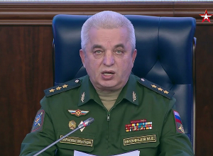 Брифинг Минобороны РФ по открытию гуманитарного коридора в Украине и оказанию помощи населению