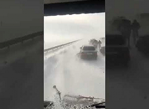 Видеоматериал о сильной метели в Ланджике