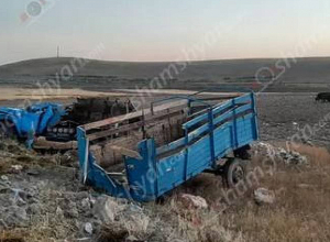 Շիրակի մարզում խոշոր եղջերավոր անասուններով բարձված մեքենան կողաշրջվել է․ կան վիրավորներ