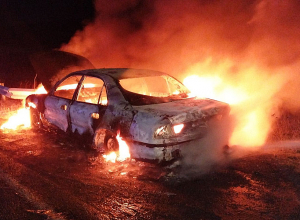 Գյումրի-Սպիտակ ավտոճանապարհին ավտոմեքենա է այրվել