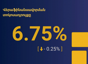 Վերաֆինանսավորման տոկոսադրույքն իջեցվել է 0.25 տոկոսային կետով