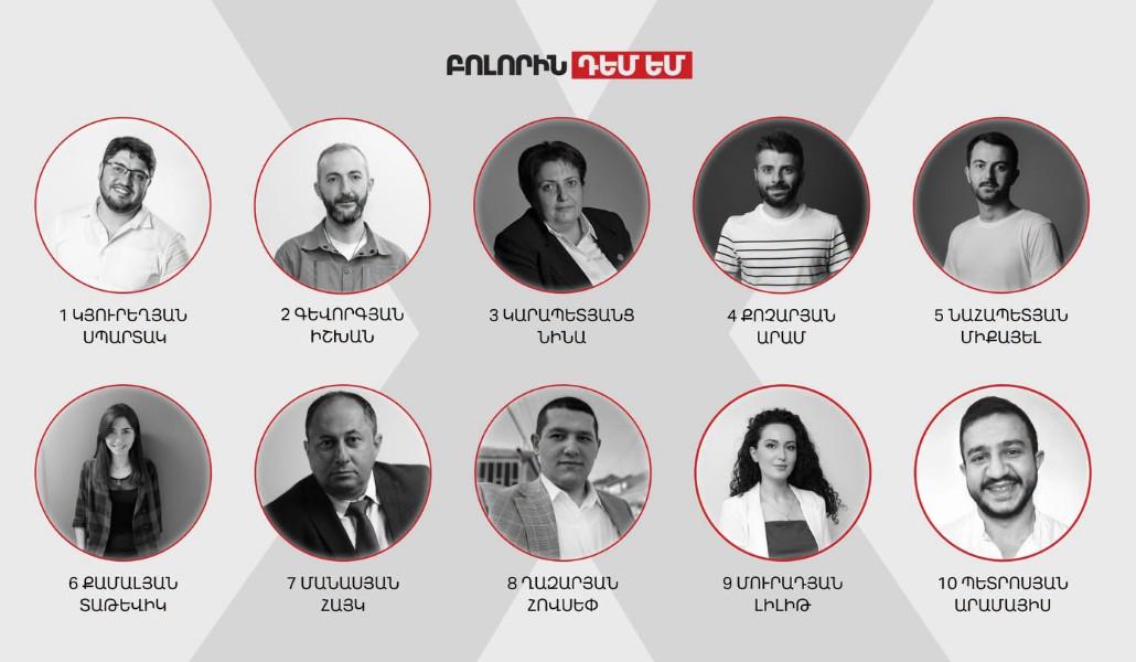 Բոլորին դեմ եմ-ի ընտրական ցուցակը