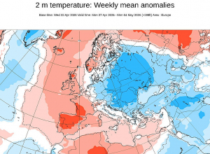 Օդի ջերմաստիճանը ապրիլի 27-ից մայիսի 4-ը կանխատեսվում է նորմայից ցածր 1-3 աստիճանով