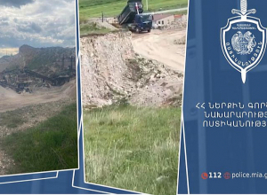 Պարեկները Ջրաբեր գյուղի տարածքում կանխել են ապօրինի արդյունահանում. կան ձերբակալվածներ